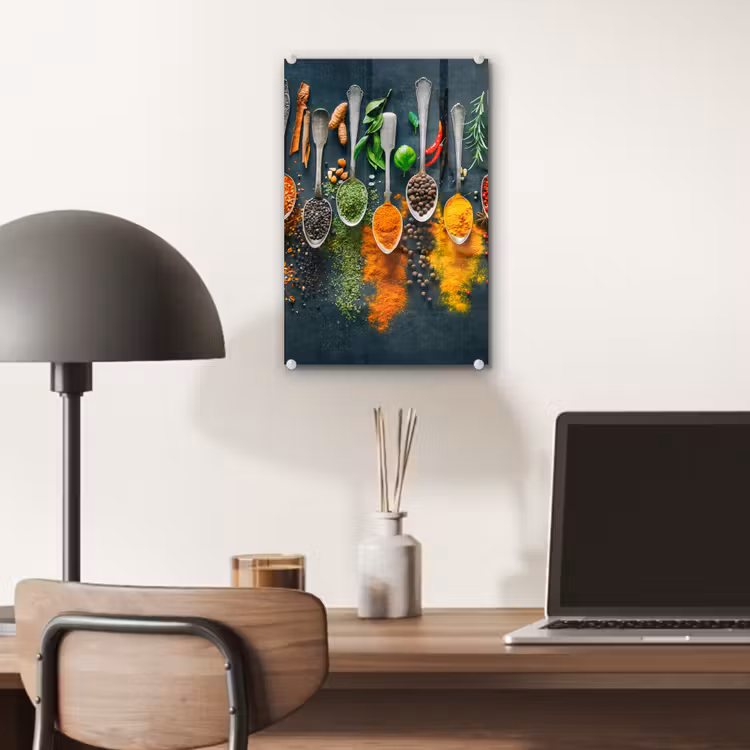 Glas schilderij - Kruiden - Specerijen - Lepels — 7