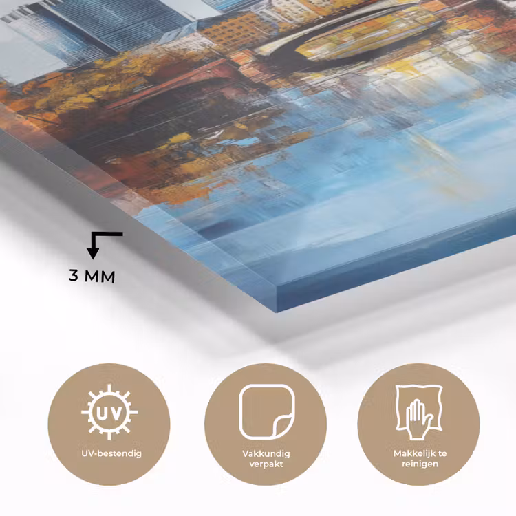 Glas schilderij - Bomen Frankfurt- Stad - Skyline - Brug — 3