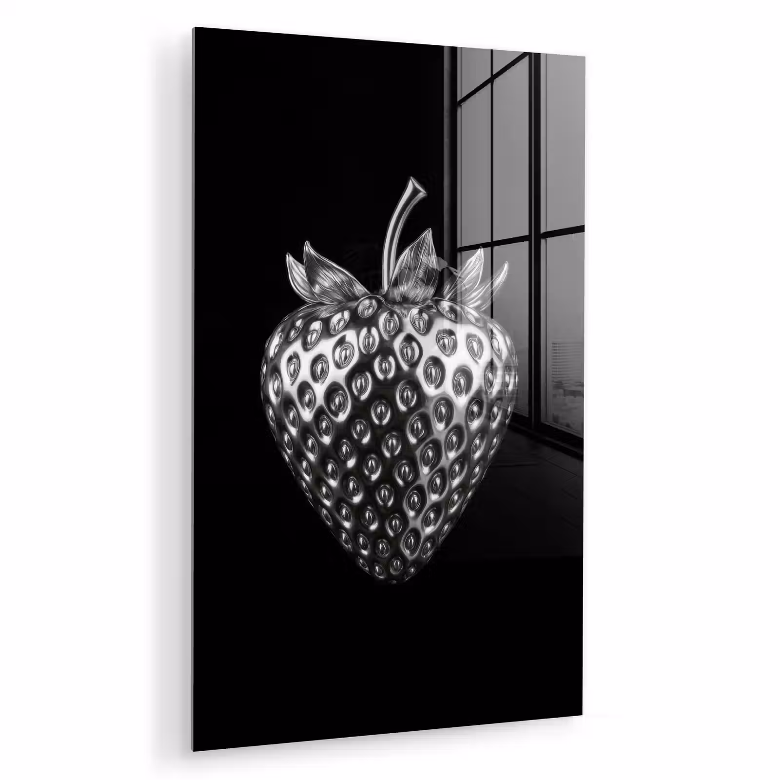 Glas schilderij - Aardbei - Zaadstructuur - Realistisch — 1