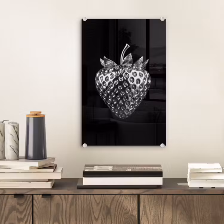 Glas schilderij - Aardbei - Zaadstructuur - Realistisch — 2