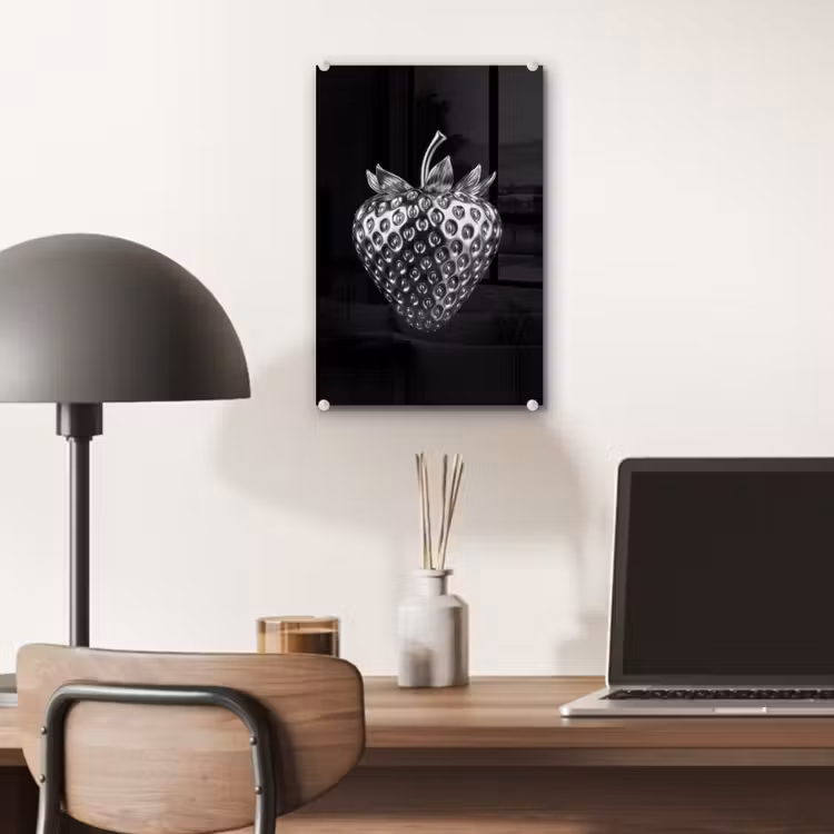 Glas schilderij - Aardbei - Zaadstructuur - Realistisch — 7