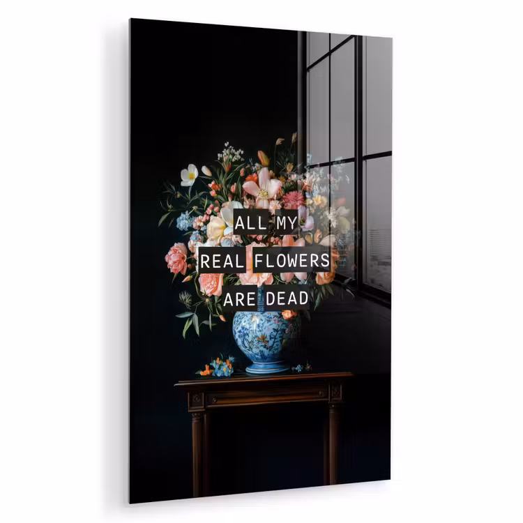 Glas schilderij - Bloemen - Art - Pastel - Quotes — 1