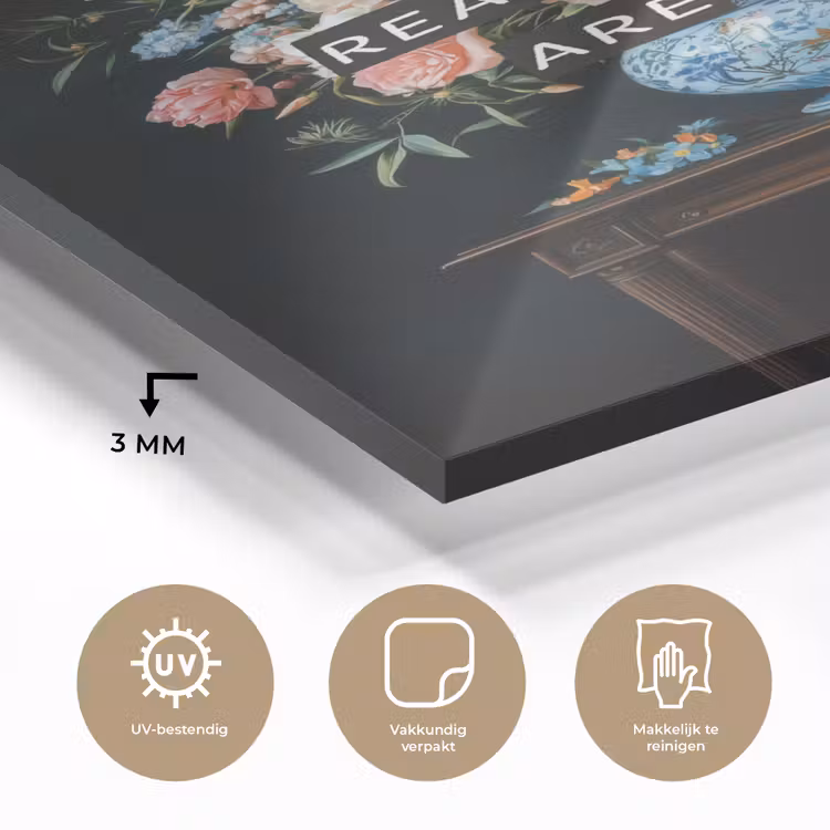 Glas schilderij - Bloemen - Art - Pastel - Quotes — 3