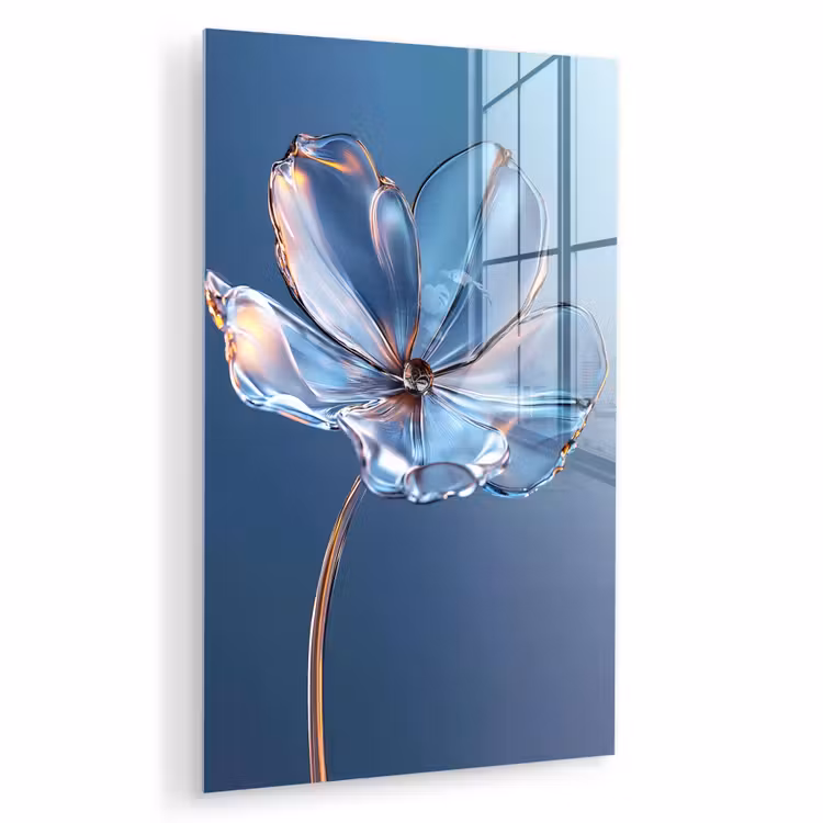 Glas schilderij - Blauw - Bloem - Glazen - Sierlijk — 1