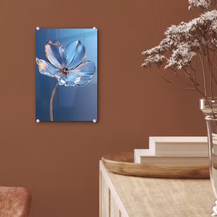 Glas schilderij - Blauw - Bloem - Glazen - Sierlijk — 6