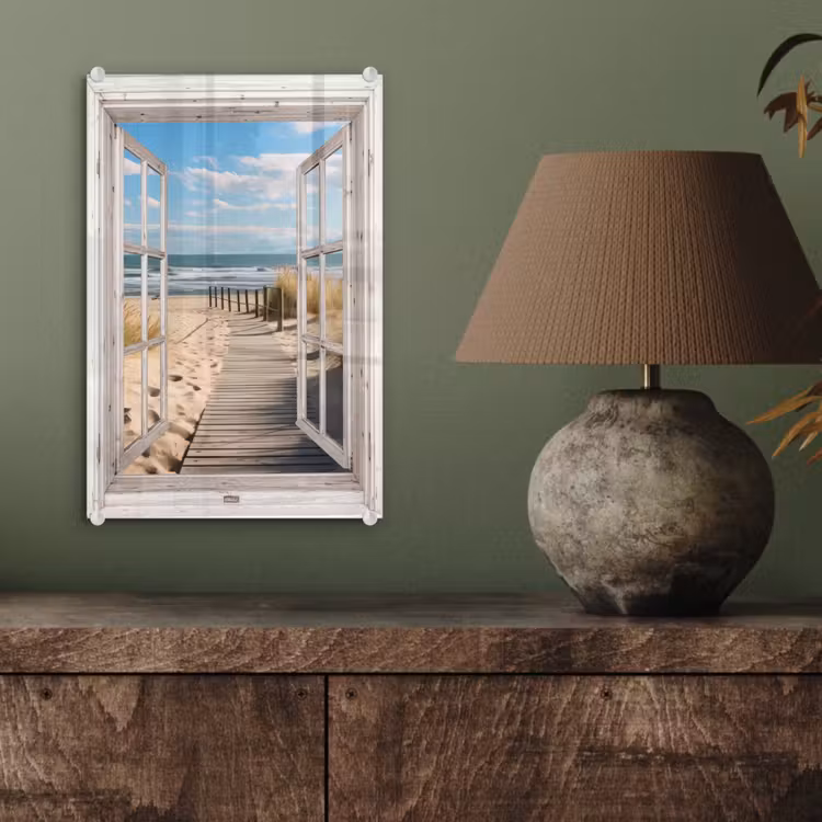 Glas schilderij - Raam - Zee - Kust - Natuur - Doorkijk - Strand - Waddenzee — 4