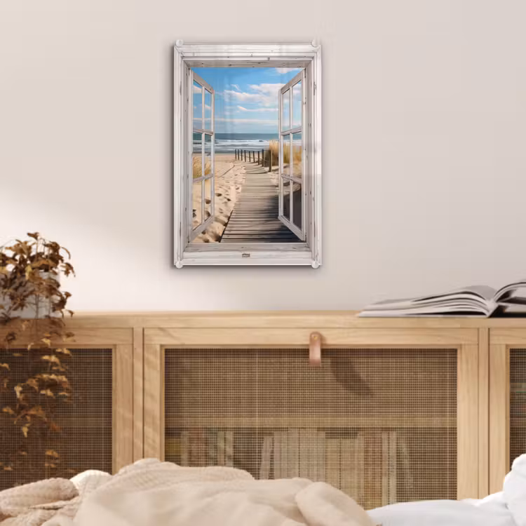 Glas schilderij - Raam - Zee - Kust - Natuur - Doorkijk - Strand - Waddenzee — 5