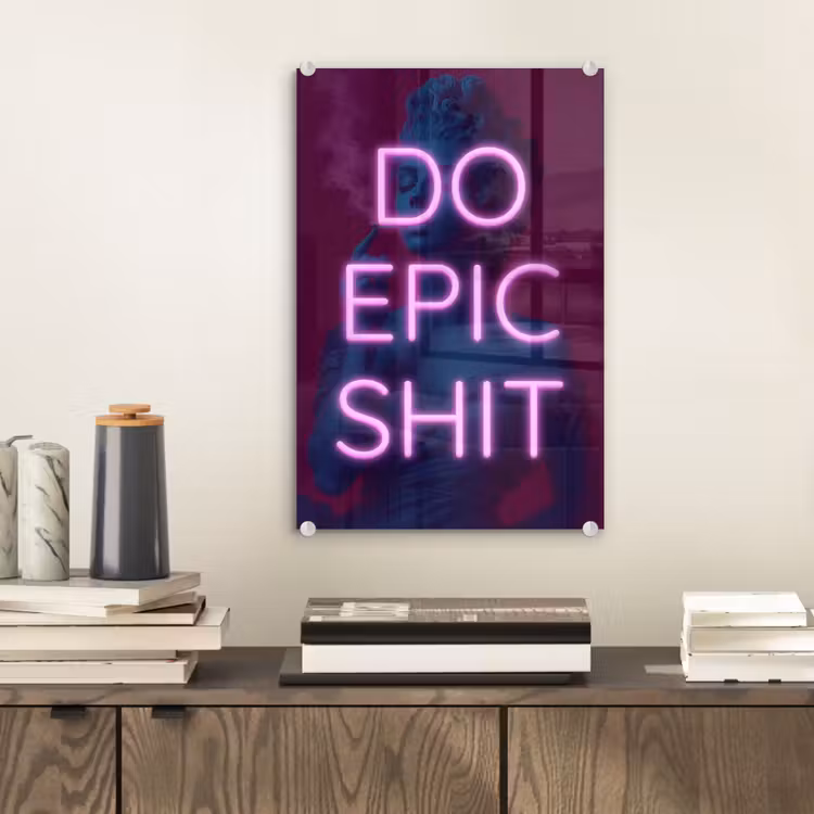 Glas schilderij - Buste - Neon - LED - Letters — 2