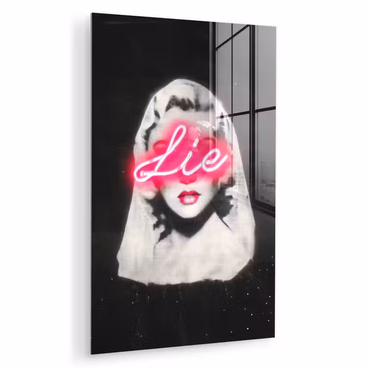 Glas schilderij - Neon - Letters - Vintage - Vrouw — 1