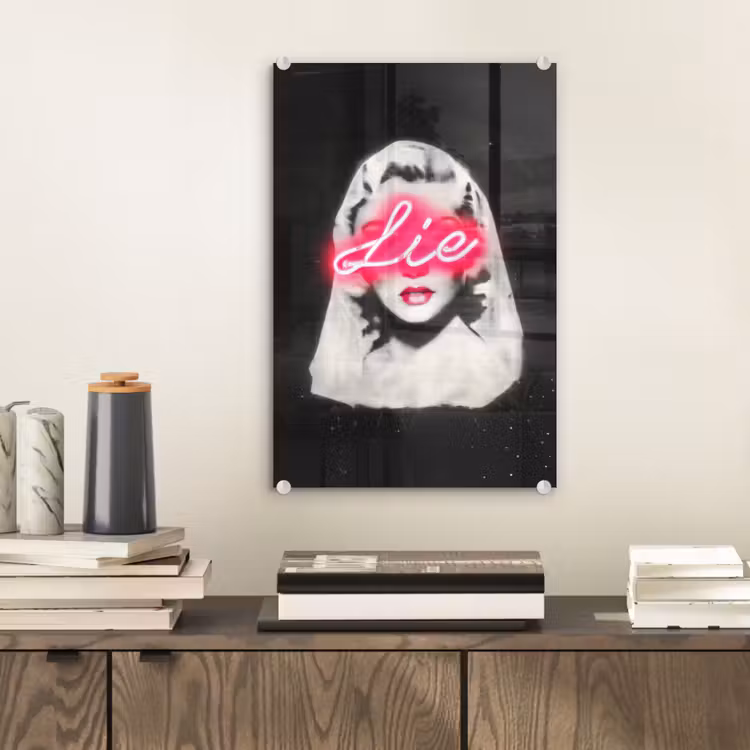 Glas schilderij - Neon - Letters - Vintage - Vrouw — 2