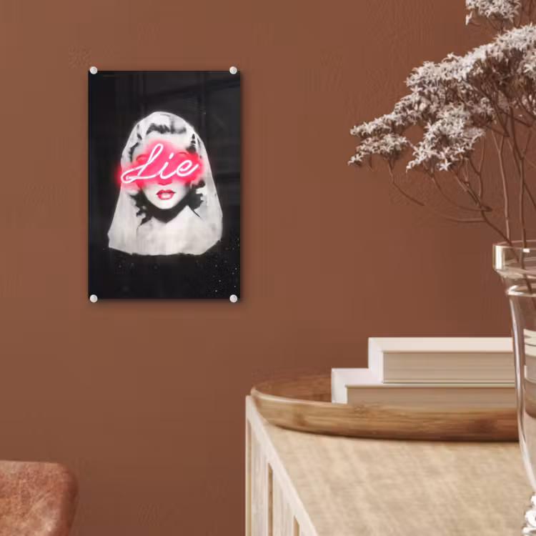 Glas schilderij - Neon - Letters - Vintage - Vrouw — 6
