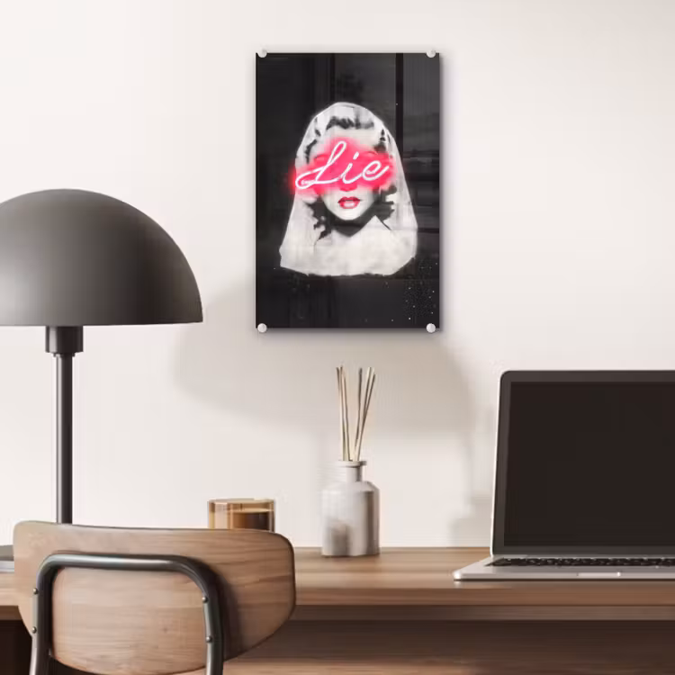 Glas schilderij - Neon - Letters - Vintage - Vrouw — 7