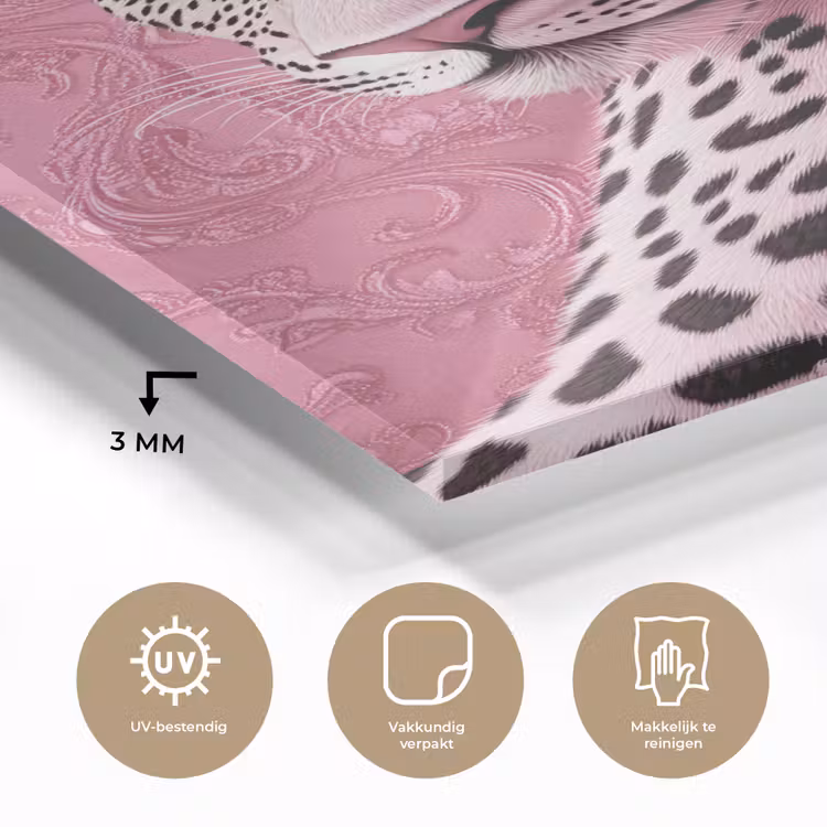 Glas schilderij - Panter - Luxe - Roze — 3