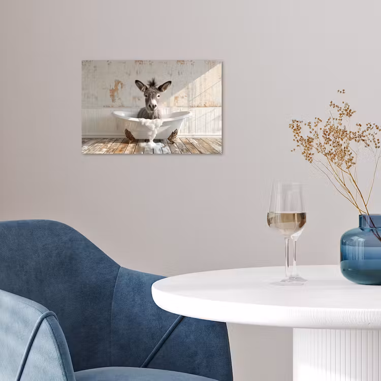 Poster - Ezel - Dieren - Badkuip - Schuim — 4