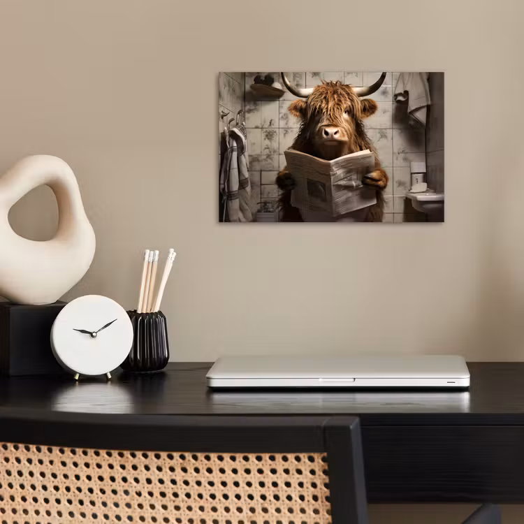 Poster - Schotse hooglander - Toilet - Krant - Badkamer — 2