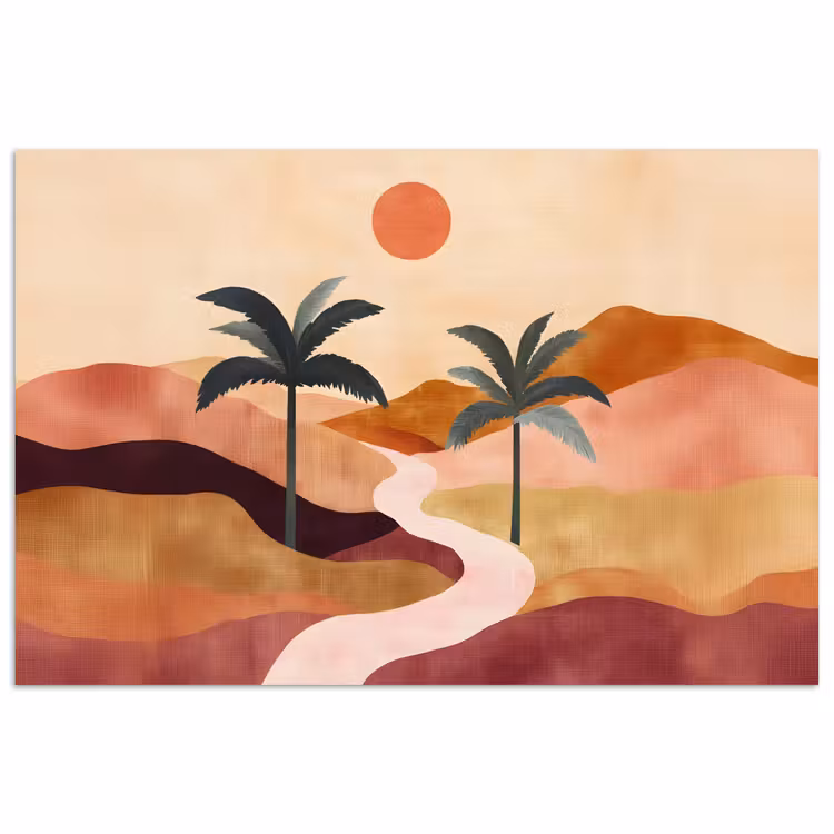 Poster - Heuvels - Palmbomen - Abstract — 1