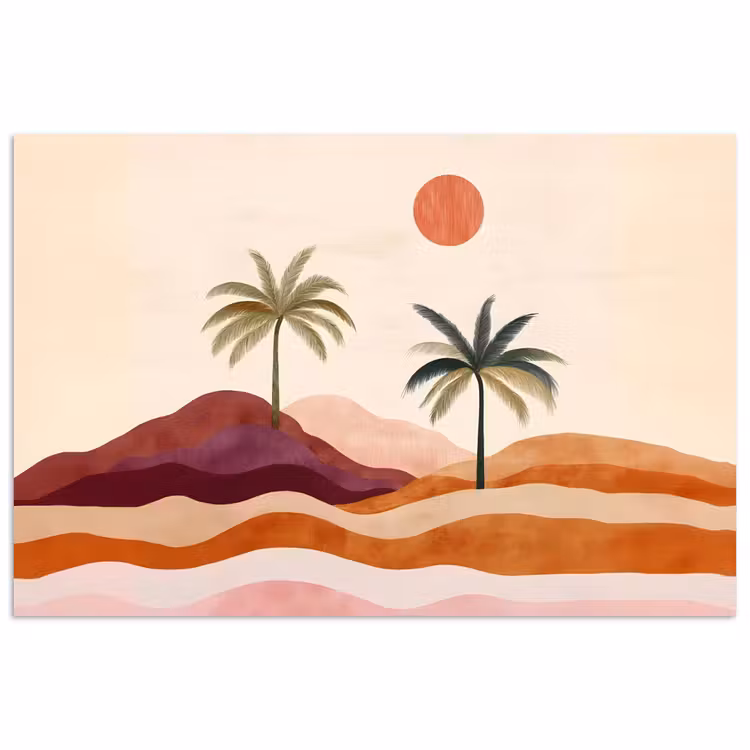 Poster - Palmbomen - Abstract - Zon - Heuvels — 1