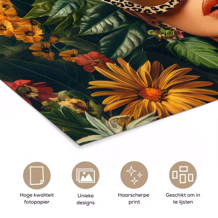 Poster - Vrouw - Panterprint - Jungle - Natuur - Luxe — 5