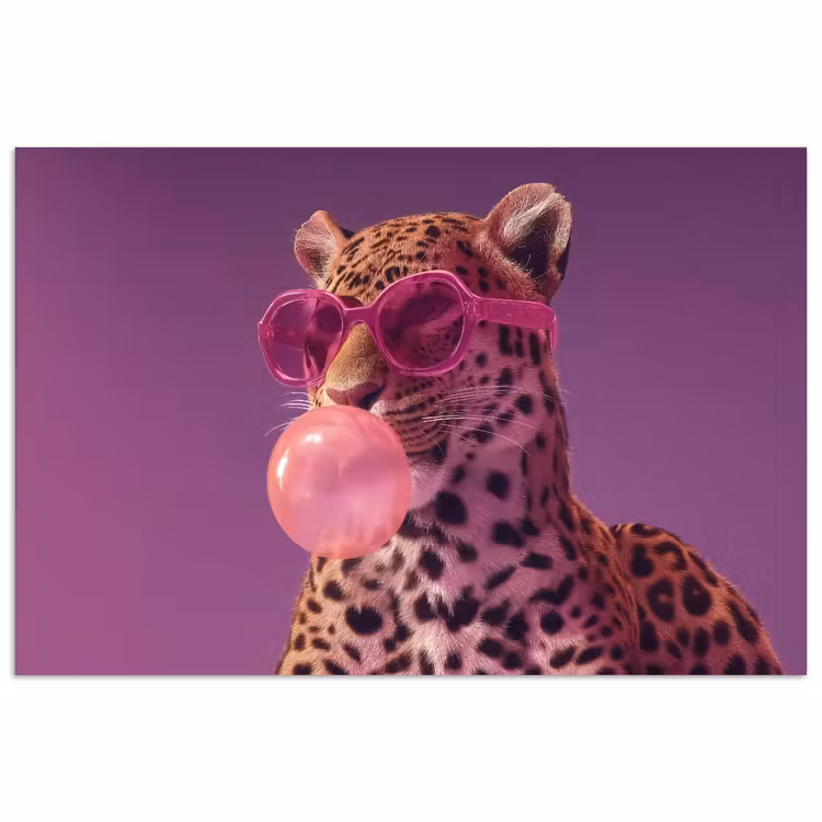 Poster - Panter - Zonnebril - Kauwgombel - Roze — 1