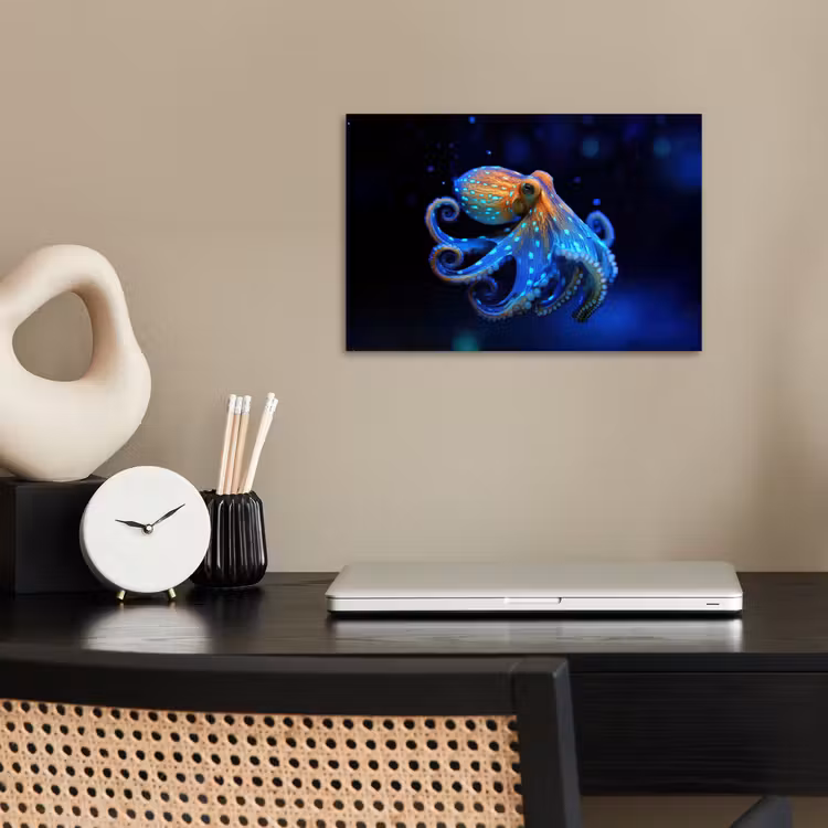 Poster - Octopus - Stippen - Blauw - Zee — 2