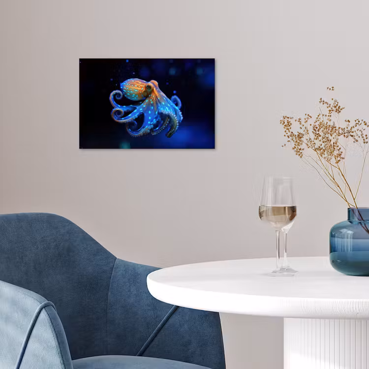 Poster - Octopus - Stippen - Blauw - Zee — 4