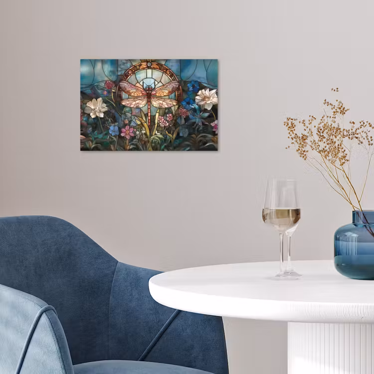 Poster - Libelle - Mozaïek - Bloemen - Kleurrijk — 4
