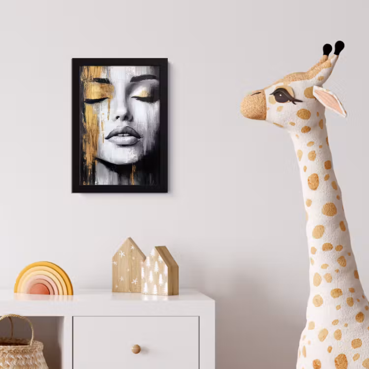 Poster met lijst - Gezicht - Vrouw - Penseelstreken - Abstract — 5