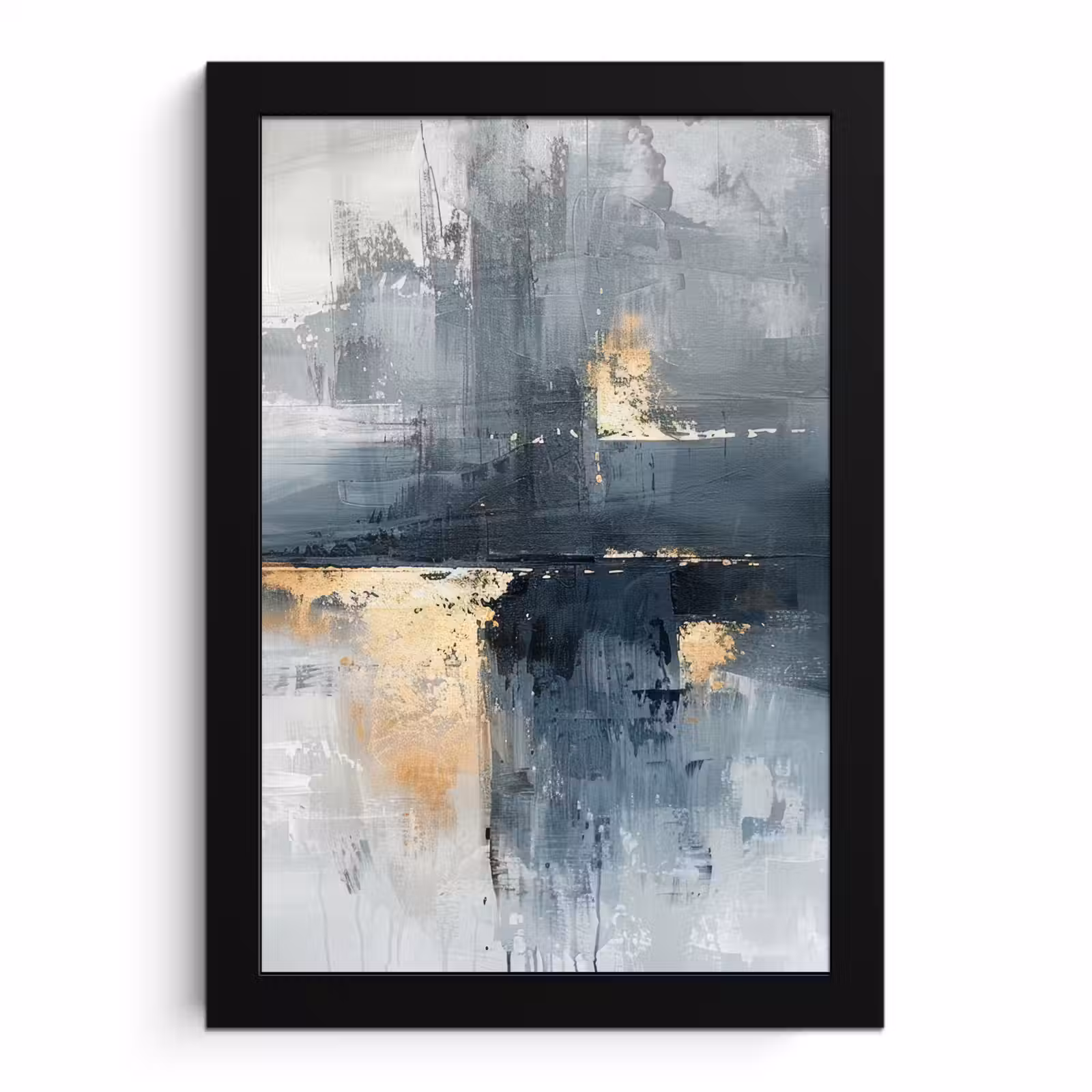 Poster met lijst - Kunst - Grijs - Goud - Abstract — 1