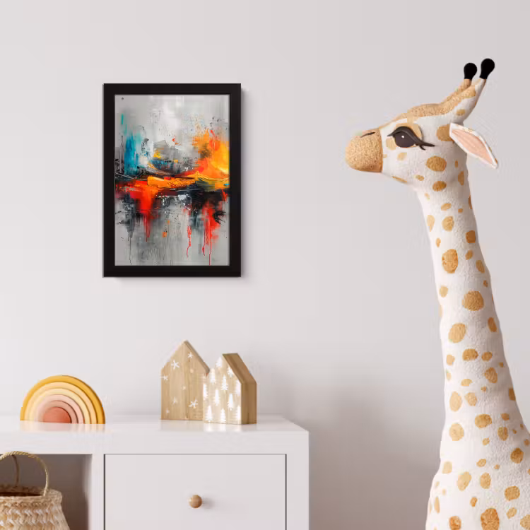 Poster met lijst - Moderne kunst - Oranje - Grijs - Abstract — 5