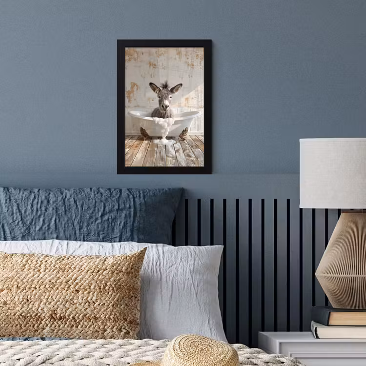 Poster met lijst - Ezel - Dieren - Badkuip - Schuim — 4