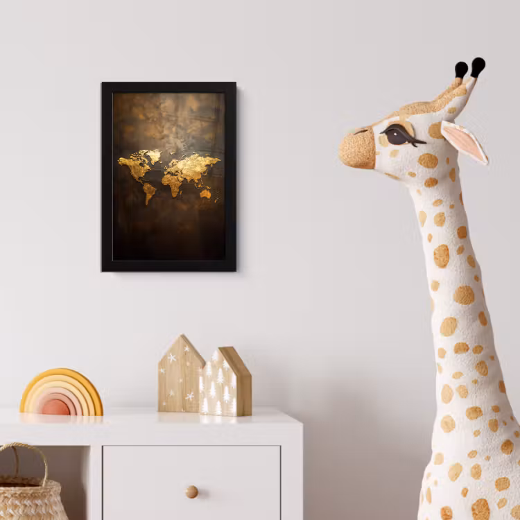 Poster met lijst - Wereldkaart - Goud - Roest — 5