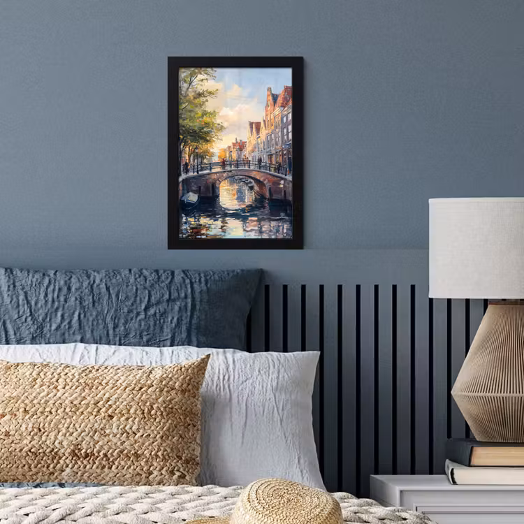 Poster met lijst - Brug - Stad - Huizen - Boot — 4