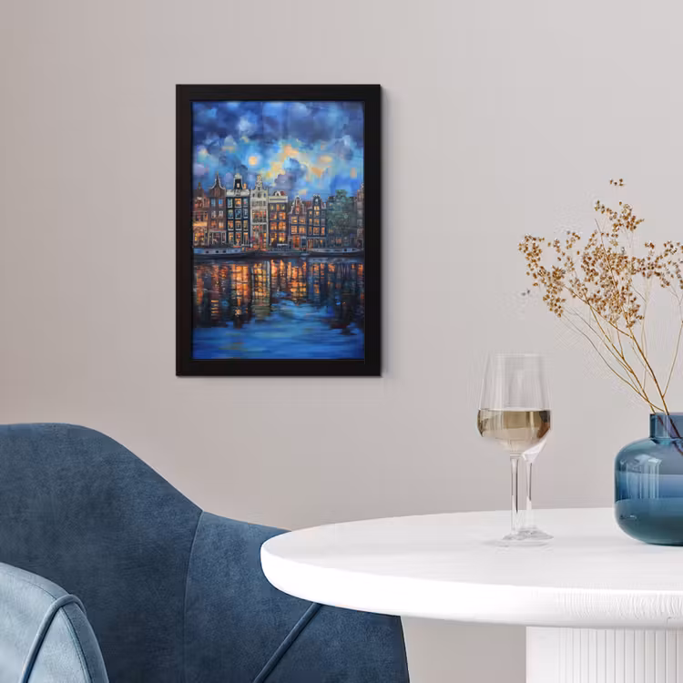 Poster met lijst - Grachten Amsterdam - Huizen - Stad - Kleurrijk — 2