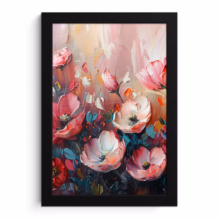 Poster met lijst - Klaprozen - Roze - Bloemen - Botanisch - Kunst — 1