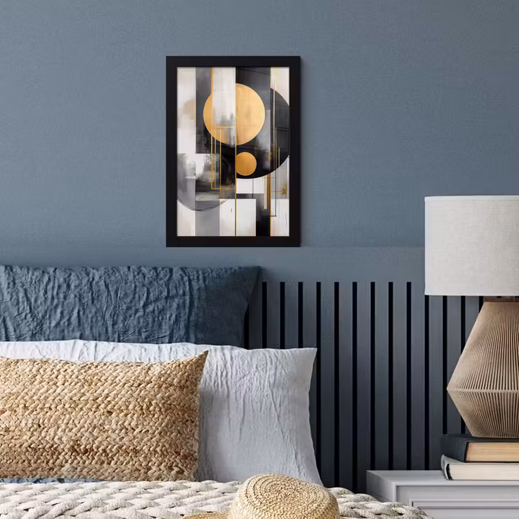 Poster met lijst - Abstract - Goud - Zilver - Vormen - Aesthetic - Modern — 4