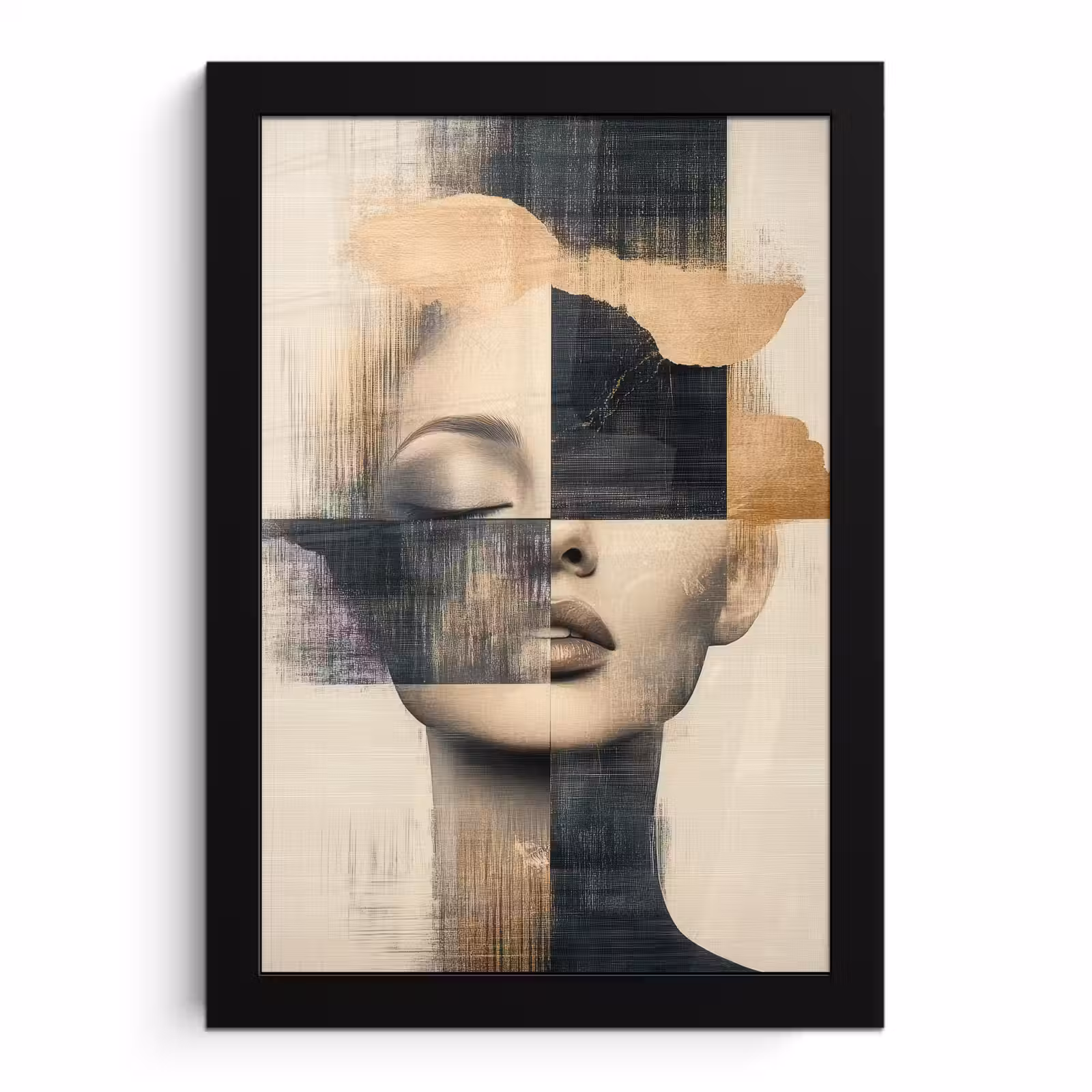 Poster met lijst - Goud - Vrouw - Rechthoeken — 1