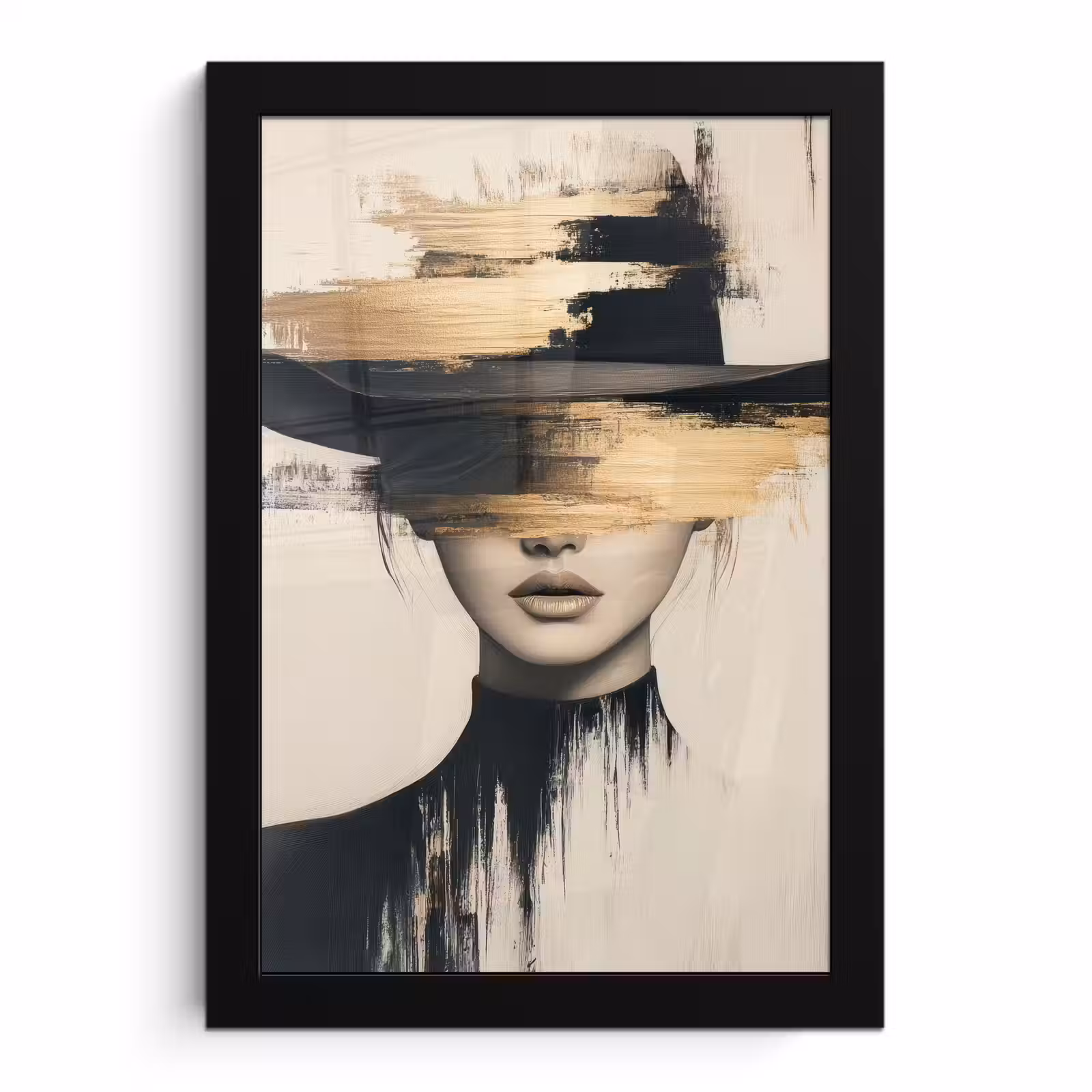 Poster met lijst - Vrouw - Hoed - Verf — 1