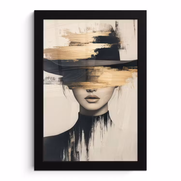 Poster met lijst - Vrouw - Hoed - Verf — 1