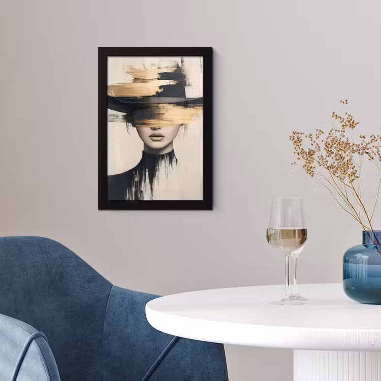 Poster met lijst - Vrouw - Hoed - Verf — 2