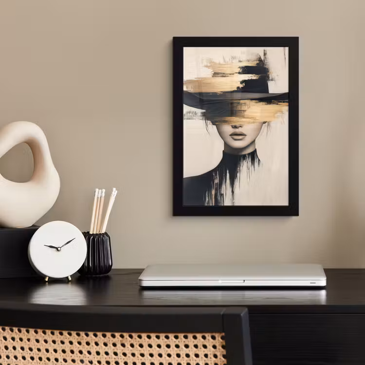 Poster met lijst - Vrouw - Hoed - Verf — 3