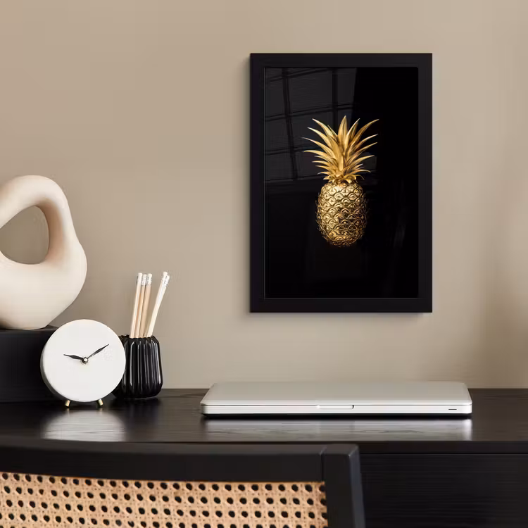 Poster met lijst - Ananas - Zwart - Goud - Luxe — 3
