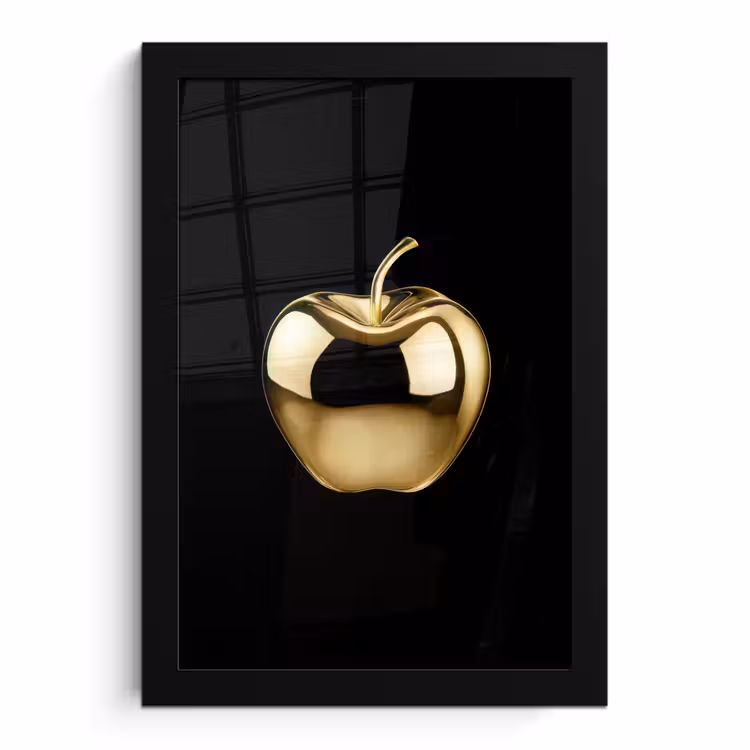 Poster met lijst - Appel - Goud - Chrome - Zwart — 1