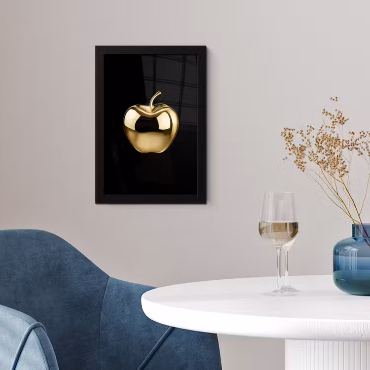 Poster met lijst - Appel - Goud - Chrome - Zwart — 2