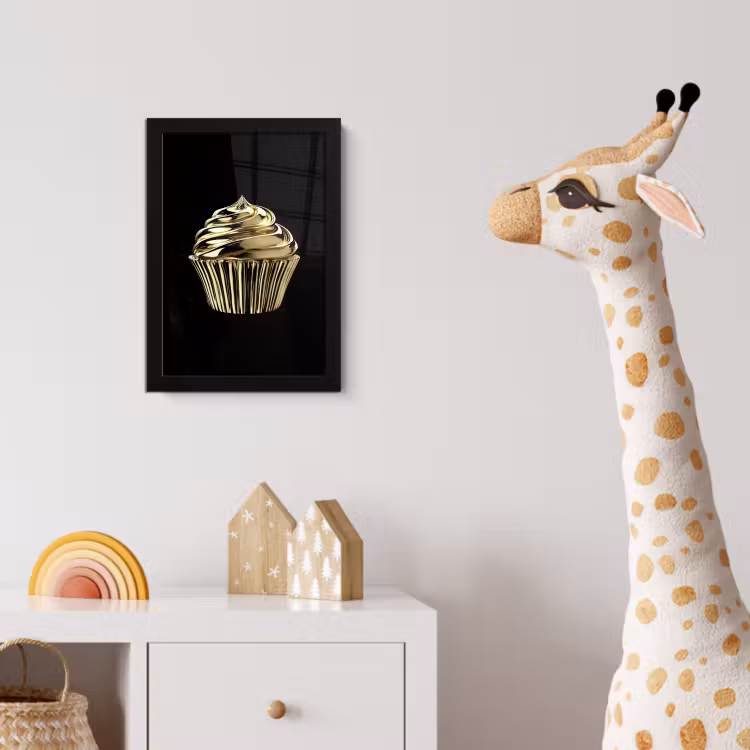 Poster met lijst - Cupcake - Eten - Goud - Zwart — 5
