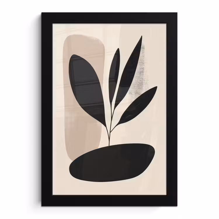 Poster met lijst - Plant - Beige - Japandi — 1