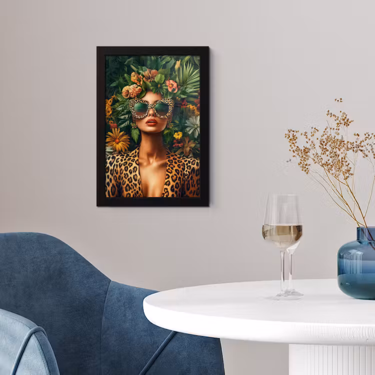 Poster met lijst - Vrouw - Panterprint - Jungle - Natuur - Luxe — 2