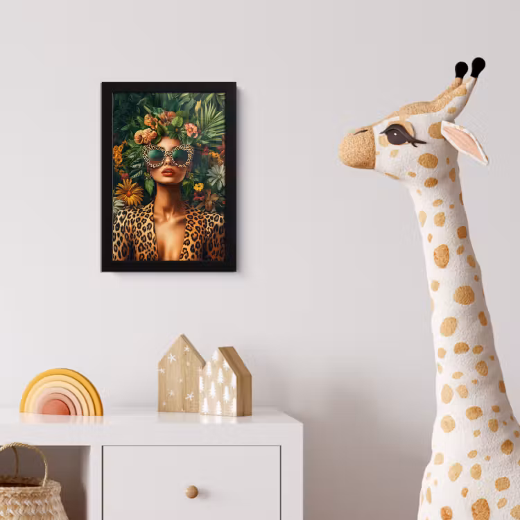 Poster met lijst - Vrouw - Panterprint - Jungle - Natuur - Luxe — 5