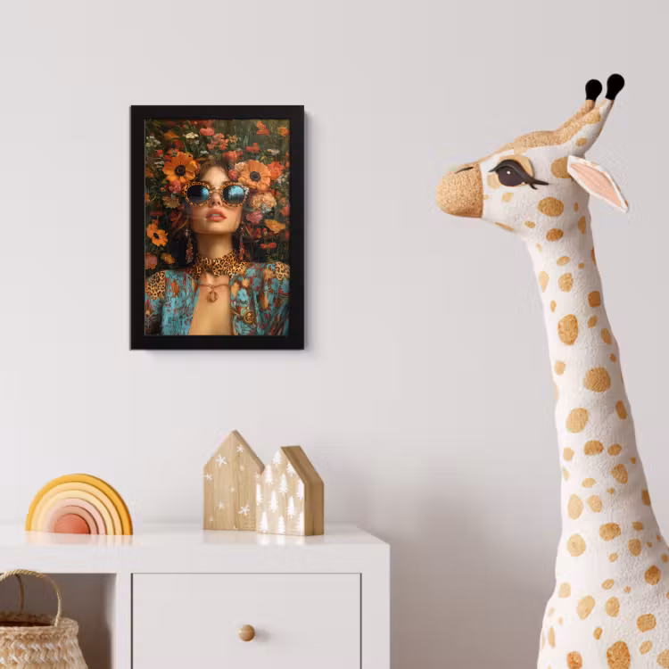 Poster met lijst - Vrouwen - Bloemen - Modern - Bril - Abstract — 5
