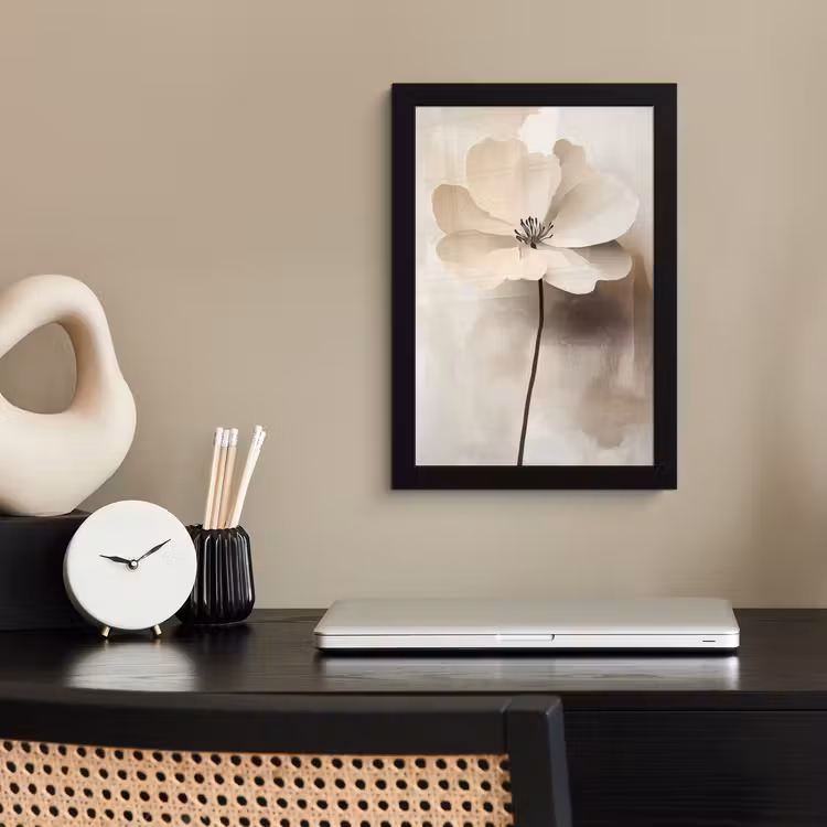 Poster met lijst - Bloem - Beige - Verf - Schaduw — 3