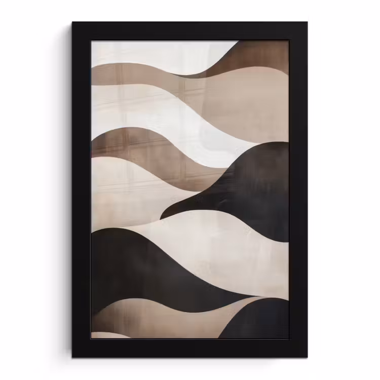 Poster met lijst - Golven - Abstract - Beige — 1